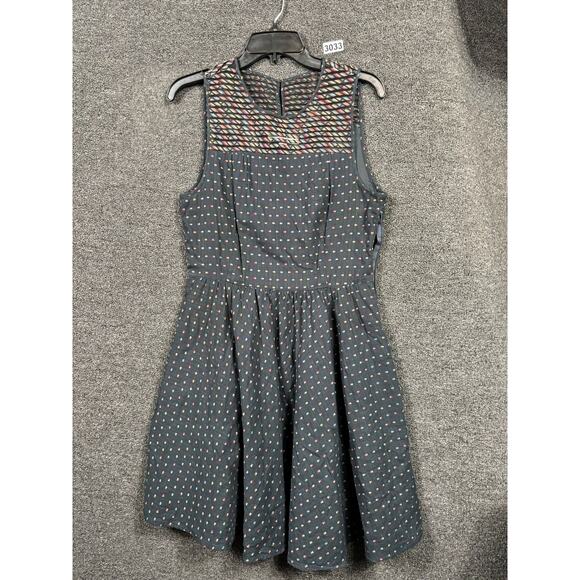 Fossil Dress Womens 8 Sleeveless Fit Flare Multicolor Geometric Dots Pattern - Picture 1 of 7